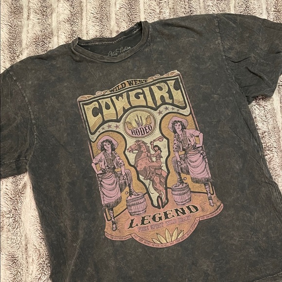 Lotus Fashions Tops - Lotus Cowgirl Legend Graphic Tee - Black